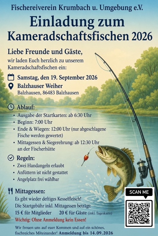 Einladung Kameradschaftsfischen 2026
